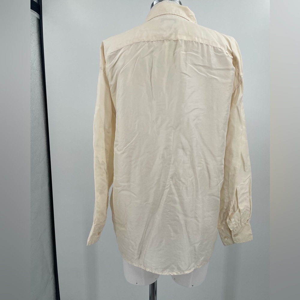 Vintage Bogari Cream Silk Button-Up Shirt Size M - Picture 2 of 5